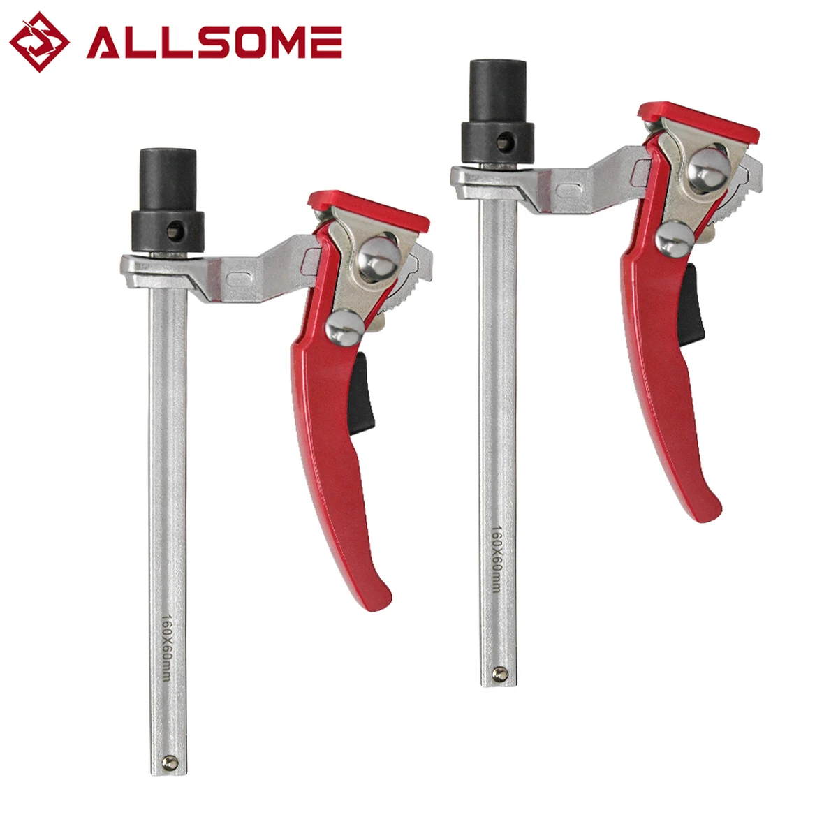 Lot de 2 serre-joints à cliquet pour le travail du bois, avec trou de fixation inférieur de 19/20 mm. Accessoires pour machines et outils.