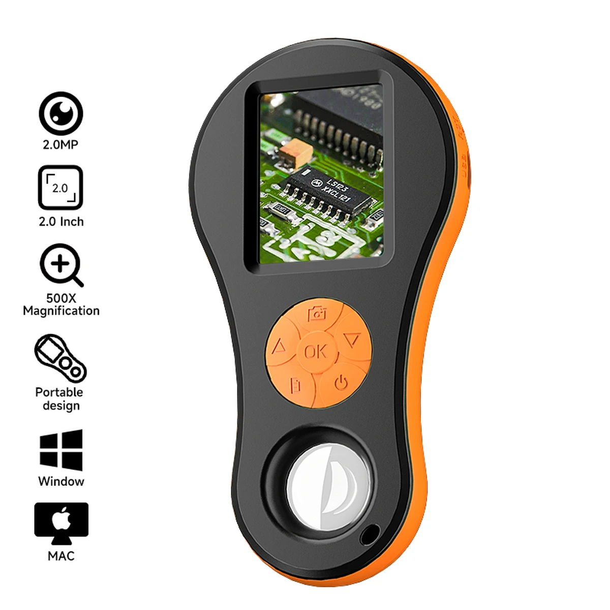 Loupe numérique IPS 2 pouces HD 1080p 500x, microscope portable pour la réparation électronique et l'inspection de bijoux