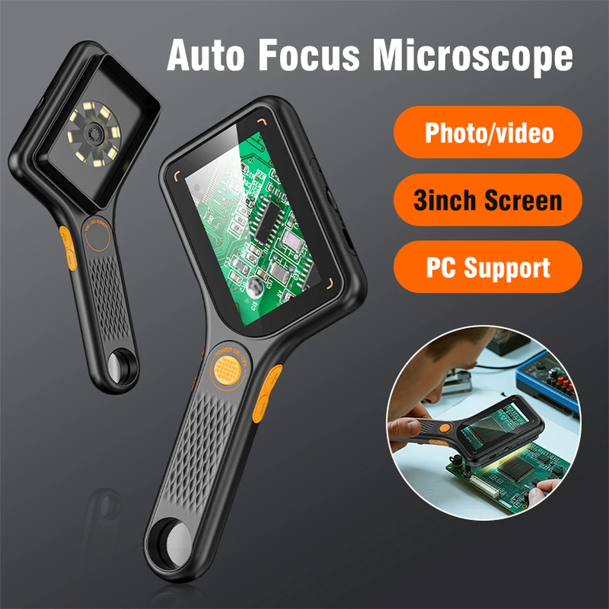 Microscope numérique USB portable, autofocus, 500 x 2 MP, pour la réparation électronique, horloge de circuit imprimé