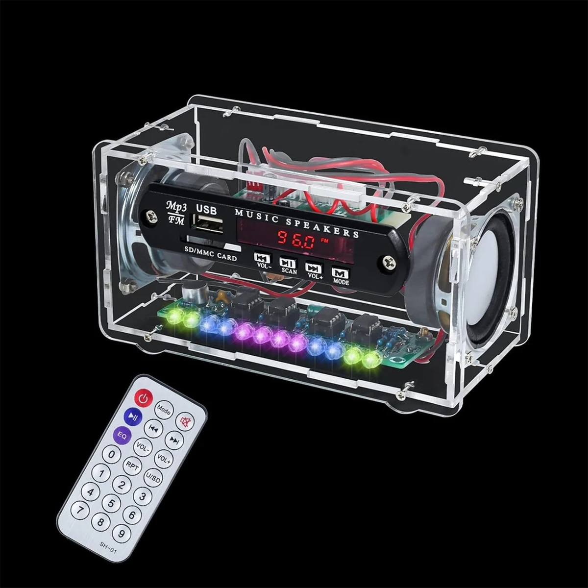 Kit d'enceintes Bluetooth 3W x 2 à monter soi-même avec radio FM - Projet de soudure à faire soi-même - Exercice d'assemblage