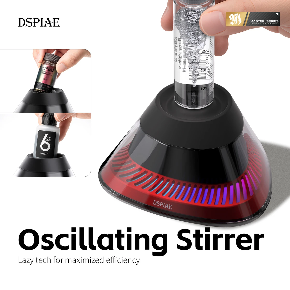 Agitateur oscillant DSPIAE MS-02, mélangeur de peinture TYPE-C avec base en alliage d'aluminium pour modélisme