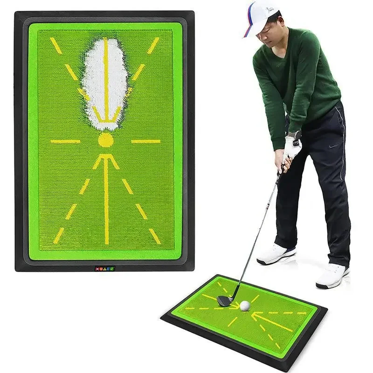 Tapis de frappe de golf PGM avec indicateur de trajectoire d'impact – Tapis d'entraînement pour l'analyse du swing et du point d'impact pour débutants