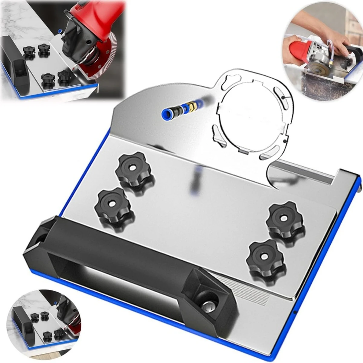 Support pour meuleuse d'angle pour la découpe de carrelage à 45°. Biseauteuse en acier inoxydable. Support fixe pour meulage d'angle.