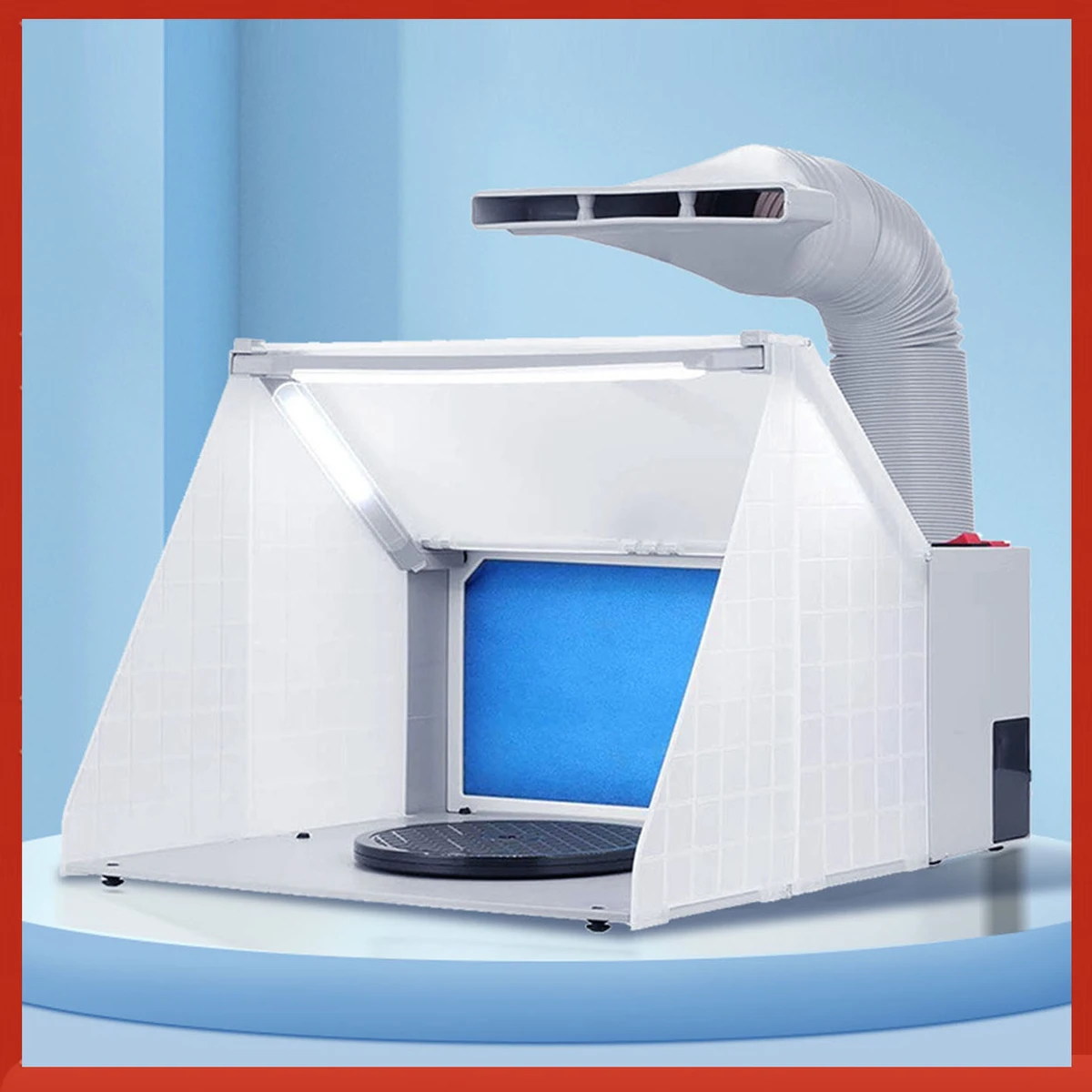 Portable airbrush spray booth with LED light for painting cakes, crafts, nails, T-shirts Portable airbrush spray booth with LED light for painting cakes, crafts, nails, T-shirts