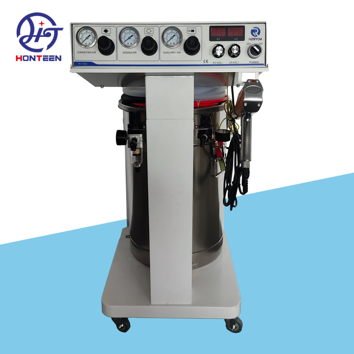 Machine complète de revêtement électrostatique en poudre manuelle avec générateur de contrôle haute précision et pistolet de pulvérisation de poudre