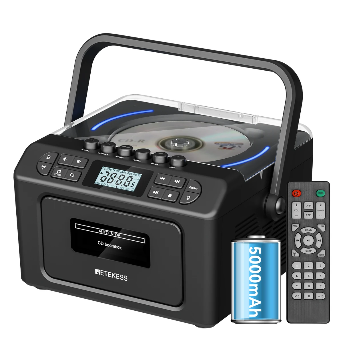 Multifunctional Bluetooth radio, CD boombox, cassette player, USB, TF card, AUX input, remote control, portable CD player Multifunctional Bluetooth radio, CD boombox, cassette player, USB, TF card, AUX input, remote control, portable CD player