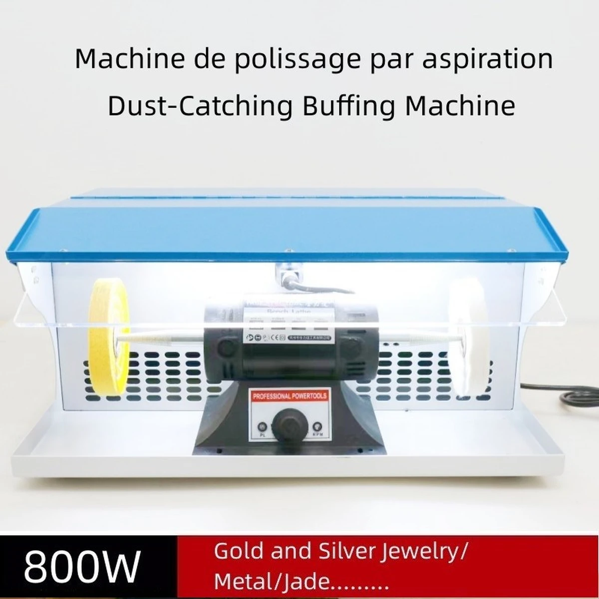 800W Poliermaschine Schleifmaschine mit Staubabsaugung, Schmuckpolier- und Schleifmotor, Tischpoliermaschine 800W Poliermaschine Schleifmaschine mit Staubabsaugung, Schmuckpolier- und Schleifmotor, Tischpoliermaschine