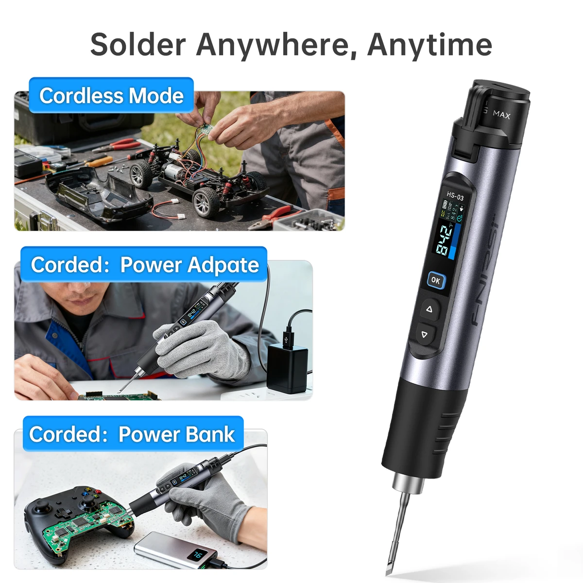 FNIRSI HS-03 Tragbares Heizgerät 2600mAh Austauschbarer Akku USB-C Schnellheizung 3-stufig Einstellbare Temperatur FNIRSI HS-03 Tragbares Heizgerät 2600mAh Austauschbarer Akku USB-C Schnellheizung 3-stufig Einstellbare Temperatur