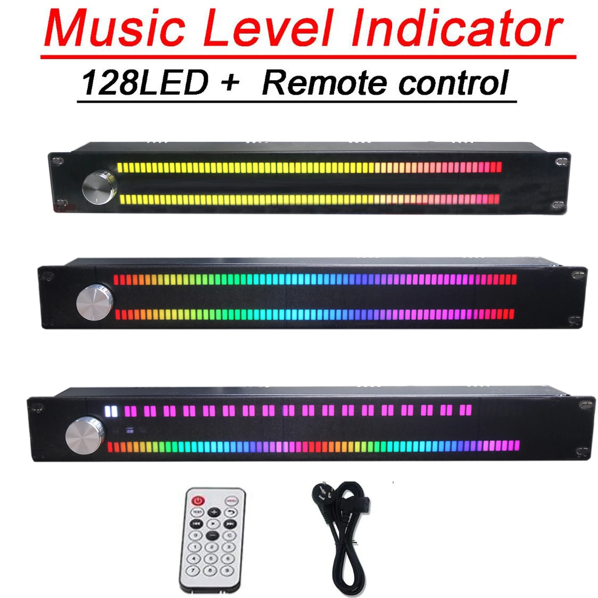 Indicateur de niveau musical, affichage numérique du spectre musical par 128 LED couleur, lumière d'ambiance, signal audio, mélodie, lampe rythmique