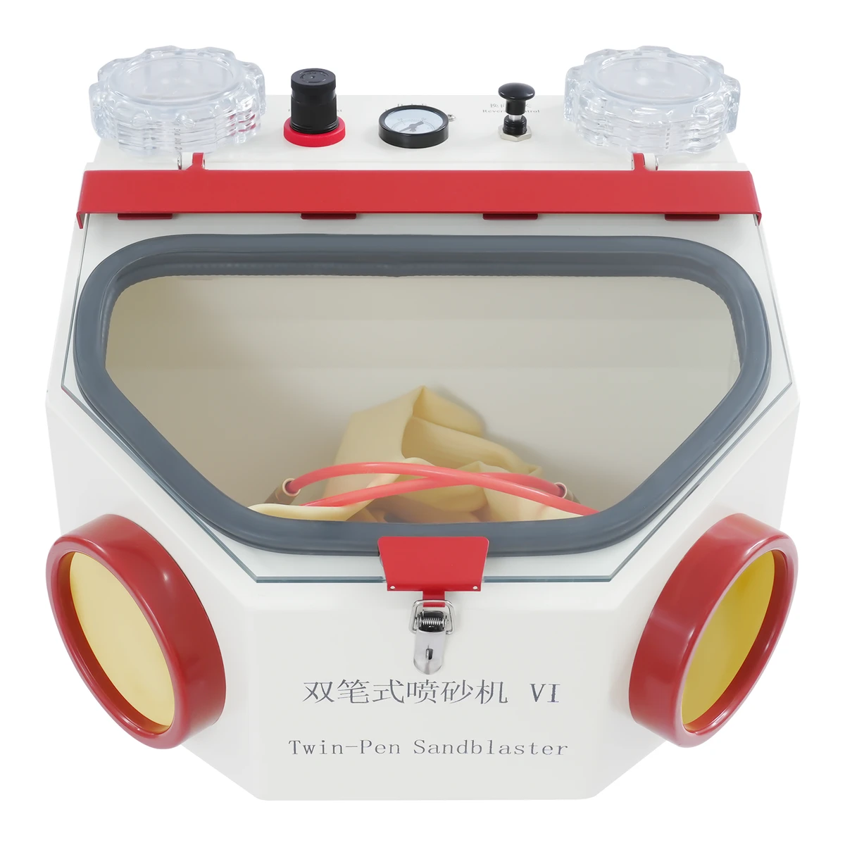 Dental-Sandstrahler Doppelstift-Sandstrahlausrüstung für Oralrestauration Metall-Sandstrahler mit Fußpedal LED Dental-Sandstrahler Doppelstift-Sandstrahlausrüstung für Oralrestauration Metall-Sandstrahler mit Fußpedal LED