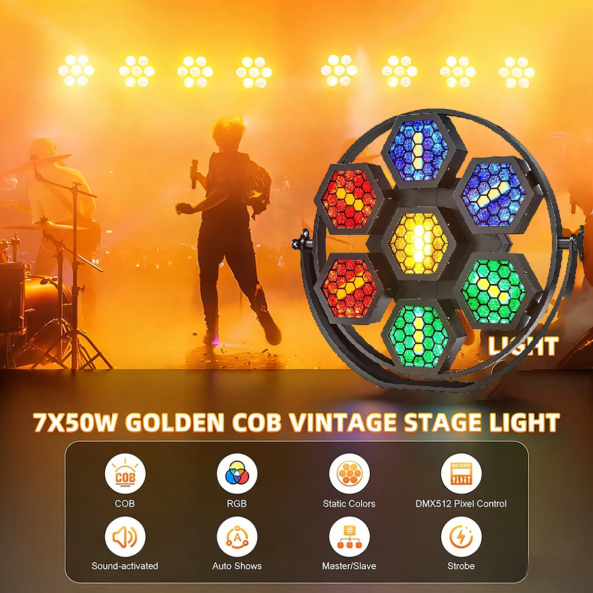 7x50W LED Bühnenlicht DMX512 Disco Bar Hintergrundbeleuchtung Club Hochzeit Festival Atmosphärenlicht COB Retro Bühnenlicht 7x50W LED Bühnenlicht DMX512 Disco Bar Hintergrundbeleuchtung Club Hochzeit Festival Atmosphärenlicht COB Retro Bühnenlicht