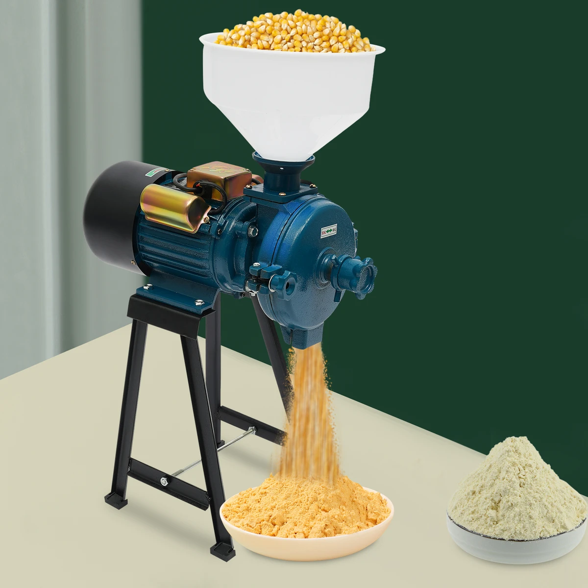 Getreidemühle, 2200 W, 220 V, elektrische Futter-/Reismehl-Maismühle, Trockengetreide-Mühle, Maschine + Trichter Getreidemühle, 2200 W, 220 V, elektrische Futter-/Reismehl-Maismühle, Trockengetreide-Mühle, Maschine + Trichter