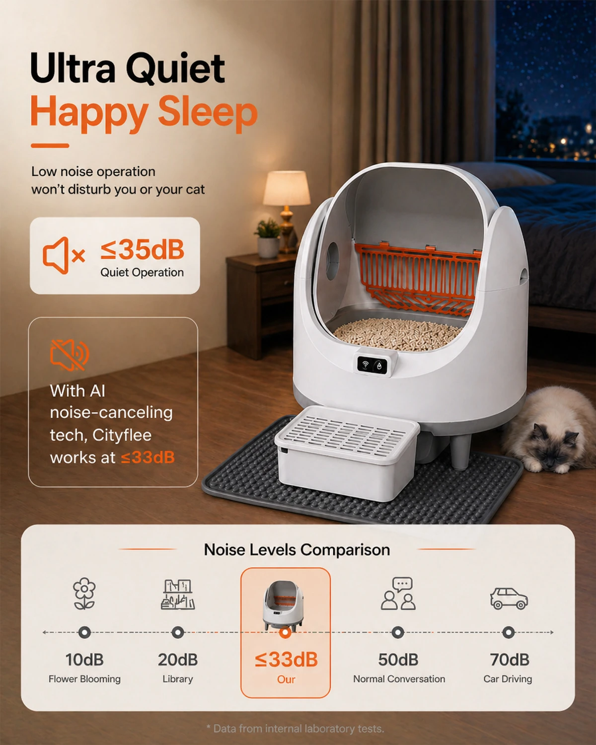 Self-cleaning cat litter box with open top, app control, Wi-Fi and odor control Self-cleaning cat litter box with open top, app control, Wi-Fi and odor control