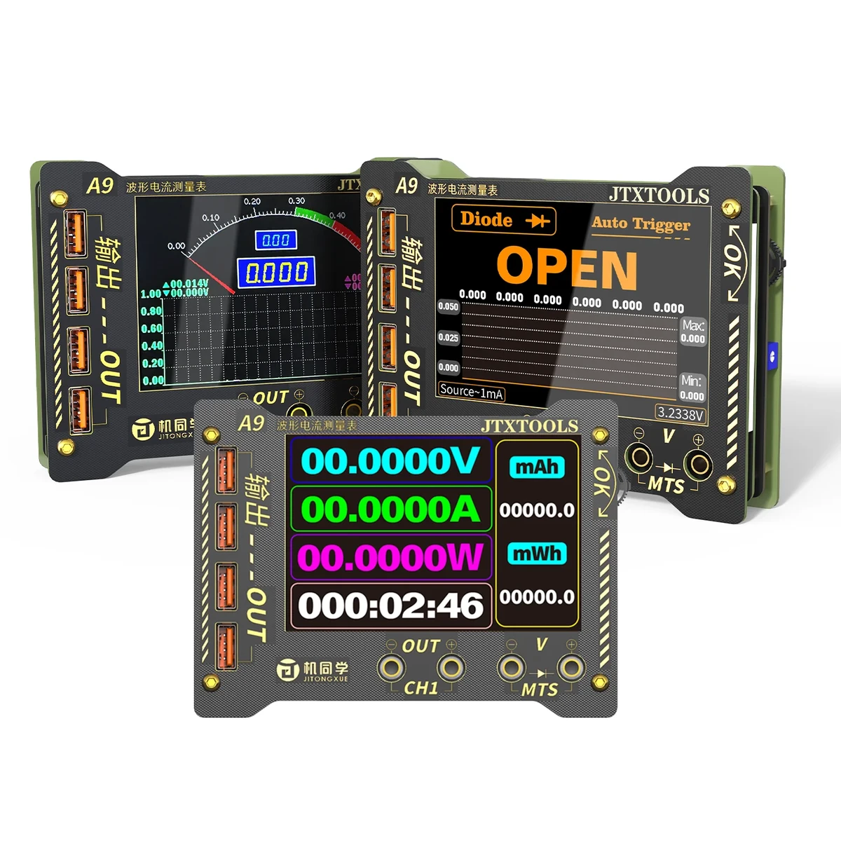 JTX A9 Curve Waveform Precision Meter 0–36 V, four display modes, real-time monitoring, voltage and current detector JTX A9 Curve Waveform Precision Meter 0–36 V, four display modes, real-time monitoring, voltage and current detector
