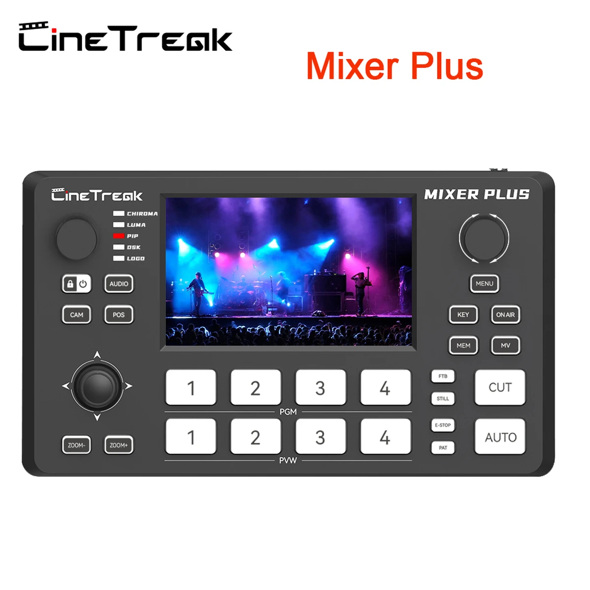 Cinetreak Mixer Plus video switcher, super small and ultra-compact, 4 HDMI-compatible live video switcher, full touchscreen Cinetreak Mixer Plus video switcher, super small and ultra-compact, 4 HDMI-compatible live video switcher, full touchscreen