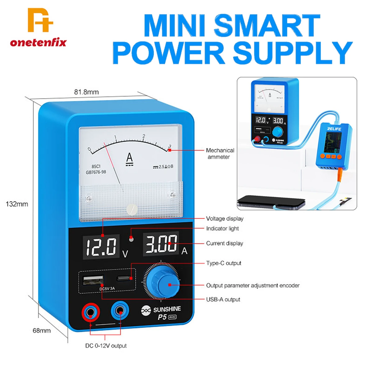 SUNSHINE P5 Mini Alimentation intelligente Régulée, Outil de réparation de compteurs d'énergie intelligents et de détection de courts-circuits