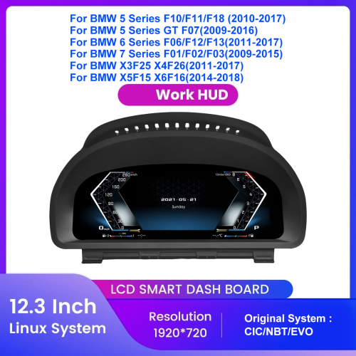 12.3" Digital Cockpit kompatibel mit Apple CarPlay & Android Auto Für BMW 5 Series F10/F11/F18/6 Series F06/F12/F13/7 Series F01/F02/F03/X3 F25/X4 F26