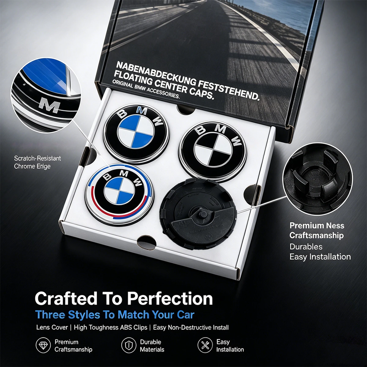 Set of 4 68mm/56mm floating wheel hub caps suitable for BMW X-Series E F G Chassis X1 X2 X3 X4 X5 X6 G07 G86 G80 E84 F48