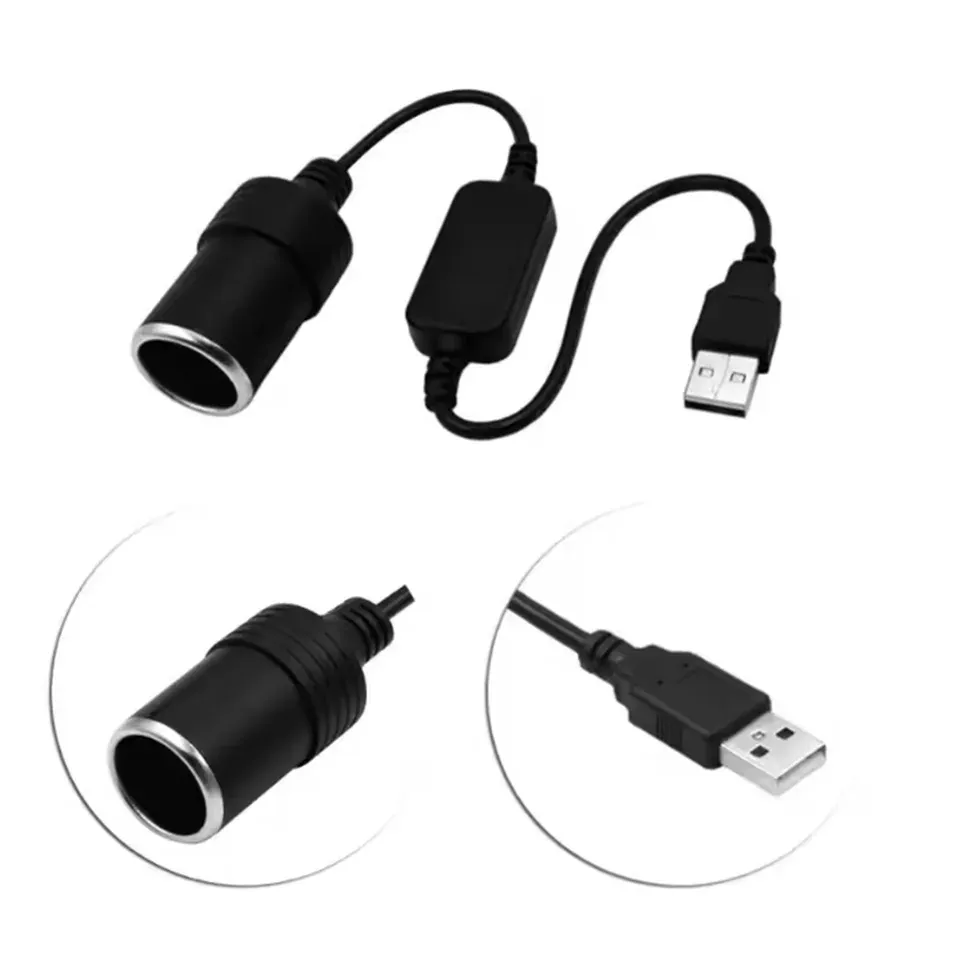 5V 2A USB to 12V Cigarette Lighter Socket USB Male to Female Cigarette Lighter Adapter Converter