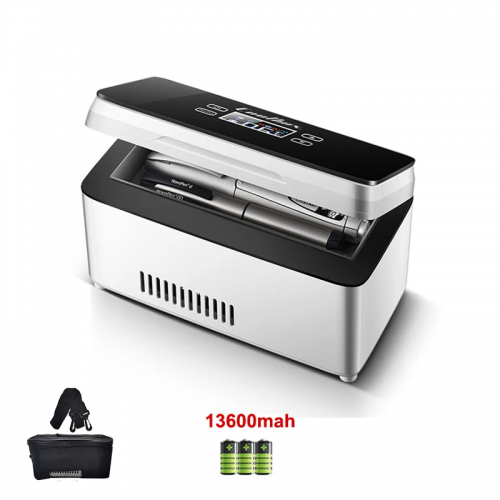 Boîte à pilules d'insuline, mini réfrigérateur haute performance 13600mah, avec incubateur de refroidissement refroidi à 0-18 degrés, chargement USB 