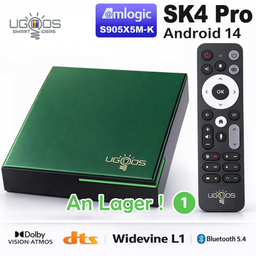UGOOS SK4 Pro Android TV Box with 4GB RAM 64GB ROM - Android 14 | S905X5M-K | Widevine L1 | DTS | 4K HDR Streaming