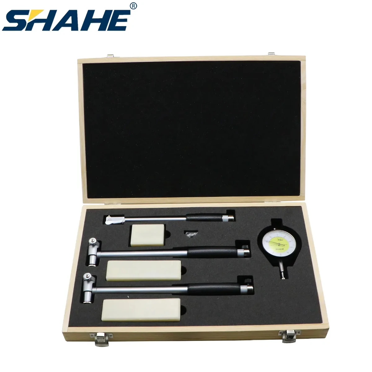 SHAHE Innenmessuhr-Satz 18–50/50–100/100–160 mm, 0,01 mm Präzisions-Innenmessgerät zur Messung tiefer Motorbohrungen SHAHE Innenmessuhr-Satz 18–50/50–100/100–160 mm, 0,01 mm Präzisions-Innenmessgerät zur Messung tiefer Motorbohrungen