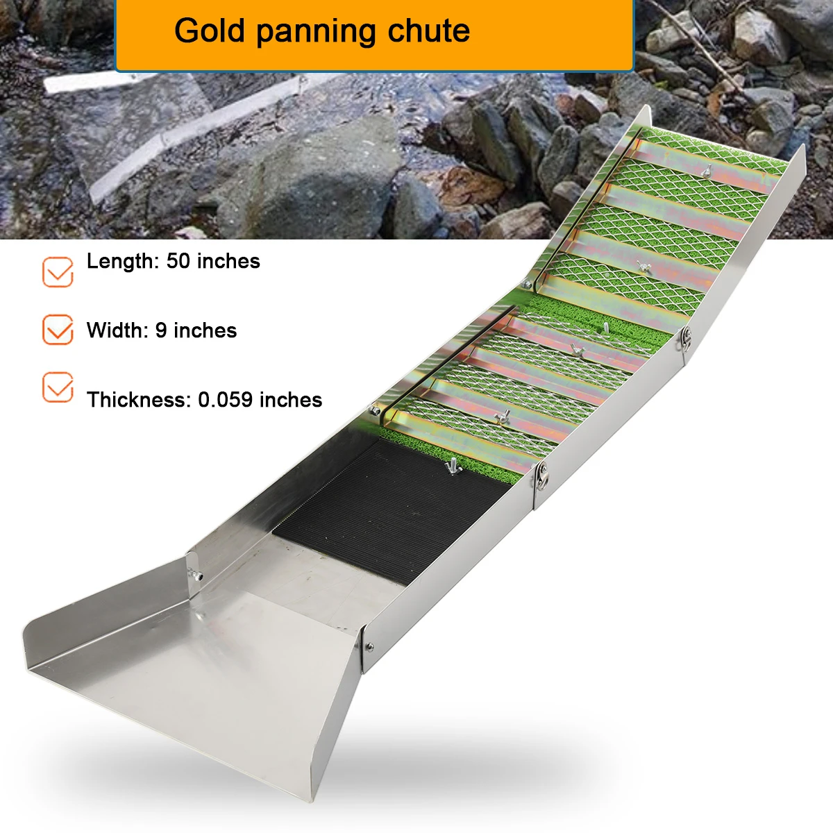 Rampe de lavage d'or pliable en alliage d'aluminium – Outil de prospection et de traitement de haute qualité pour l'extraction de l'or