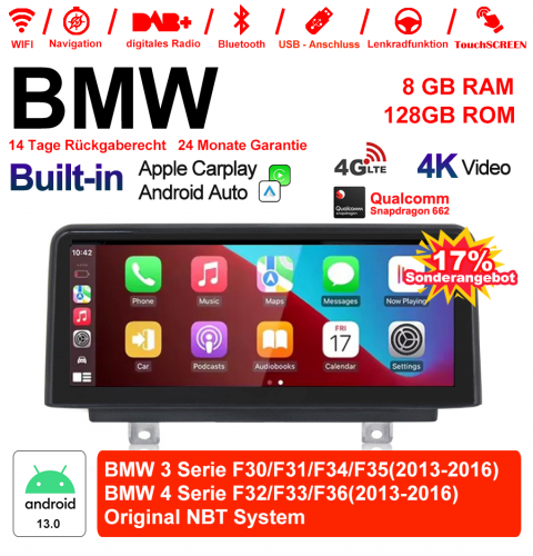 10.25 Zoll Qualcomm Snapdragon 662 8 Core Android 13.0 4G LTE Autoradio / Multimedia USB WiFi Carplay Für BMW 3 Series /4 Series NBT