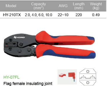 Hand Crimping Tools For Flag female insulating joint