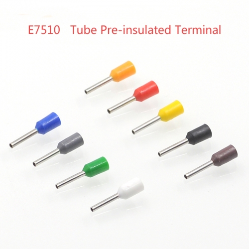 E7510 Tube insutated cord end terminals Electrical crimp terminal wire connector  wiring cable ferrules VE 20AWG 0.75mm2