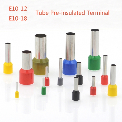 E10-12/ E10-18  Tube insutated cord end terminals Electrical crimp terminal wire connector  wiring cable ferrules 8AWG 10mm2