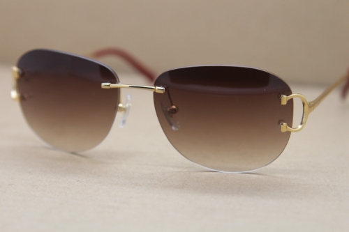 Cartier Brand designer with logo Sunglasses CT 4193828 Rimless Metal Material Sunglasses