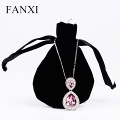 FANXI Wholesale Custom Logo Round Bottom Drawstring Jewellery Bag For Gift Watch Jewelry Gift Packaging Velvet Pouch