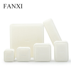 FANXI Custom Logo Luxury Plastic Packaging Boxes For Ring Earrings Necklace Bracelet Packing For Beige Velvet Jewellery Box