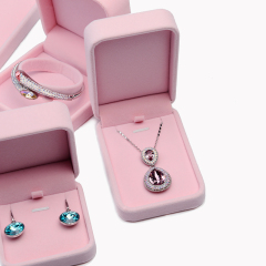 FANXI Custom Logo Wedding Gift Boxes For Ring Necklace Bracelet Bangle Earrings Packing Pink Velvet Jewelry Packaging Box