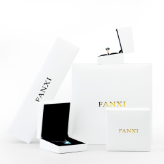 FANXI Custom Logo Jewelry Box With Black Velvet Insert For Ring Necklace Bracelet Bangle White Leatherette Paper Gift Jewellery Packaging Box