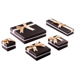 FANXI Custom Logo Chocolate Color Paper Jewellery Boxes With Gold Ribbon And Velvet insert For Jewelry gift Storage Cardbord Packing Box