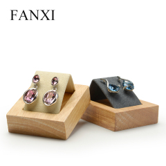 FANXI Custom Solid Wood Jewelry Display With Microfiber Rack For Ear Stud Wooden Earrings Display Stand
