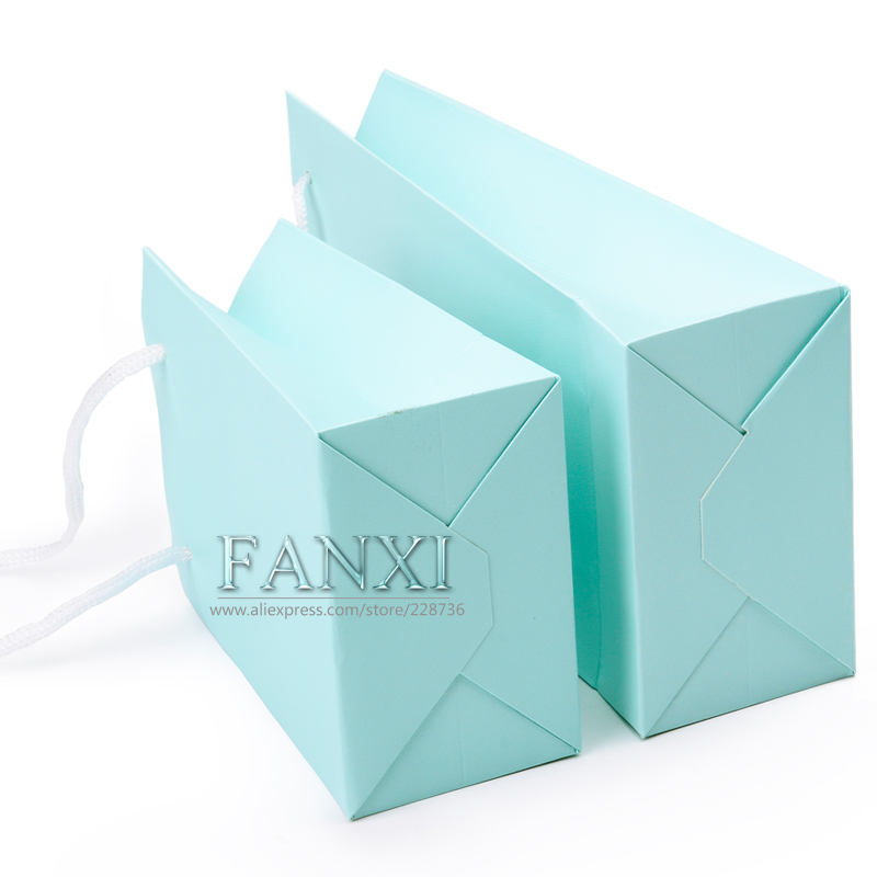 FANXI Wholesale Custom Paper Shopping Bags With Handle For Jewelry Gift Cosmetic Store Packaging Green Fancy Leatherette Paper Gift Bag