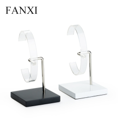 FANXI Wholesale Custom Wood With Lacquer Base and Transparent Acrylic Rack For Bangle Jewelry And Wrist Watch Display Stand