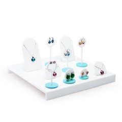 FANXI Wholesale Custom Logo Plexiglass Jewelry Exhibitor Organizer For Earrings Necklace Pendant White And Green Acrylic Jewellery Display