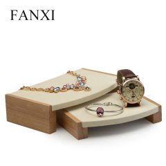 FANXI OEM Custom Wooden Jewellery Exhibitor Organizer With Microfiber Insert For Ring Earrings Necklace Bangle Bracelet Jewelry Display Holder