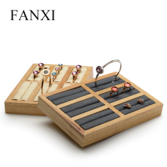 FANXI OEM Custom Jewellery Display Trays For Bangle Bracelet Exhibitor Solid Wooden Ring Jewelry Tray