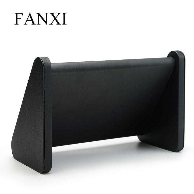 FANXI Black PU Leather Jewelry Exhibitor Organizer For 20 Rings Holder Ring Display Props