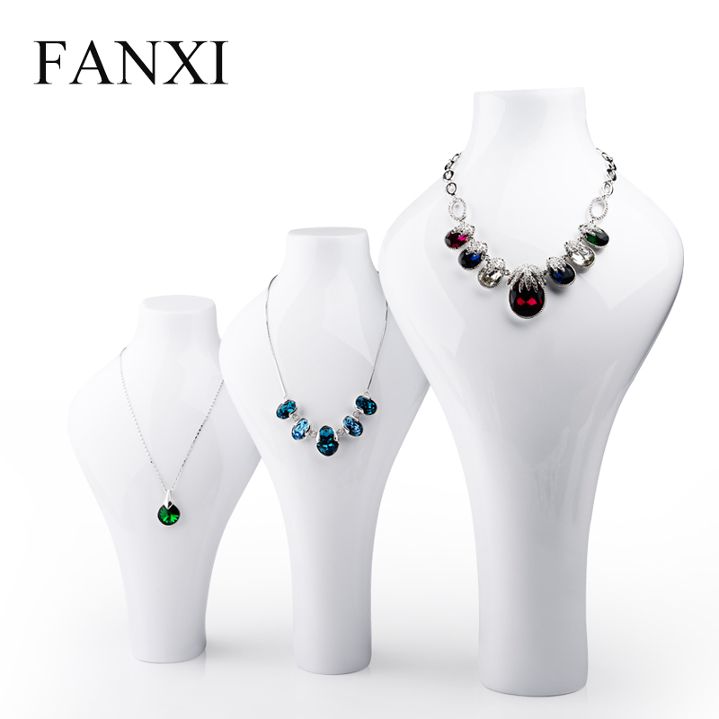 FANXI Custom White Lacquer Necklace Busts Resin Necklace Display Mannequin