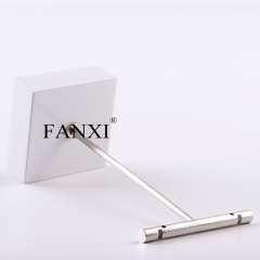 FANXI Custom Wooden Base Painted With White Lacquer With Metal Rack For Ear Stud Earrings Display Holder