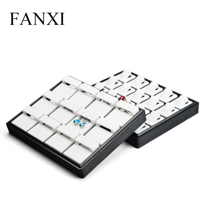 FANXI Wholesale Custom Cheap Jewellery Display Trays For Ring Earrings Necklace Pendant Ear Stud Showcase Plastic Jewelry Tray