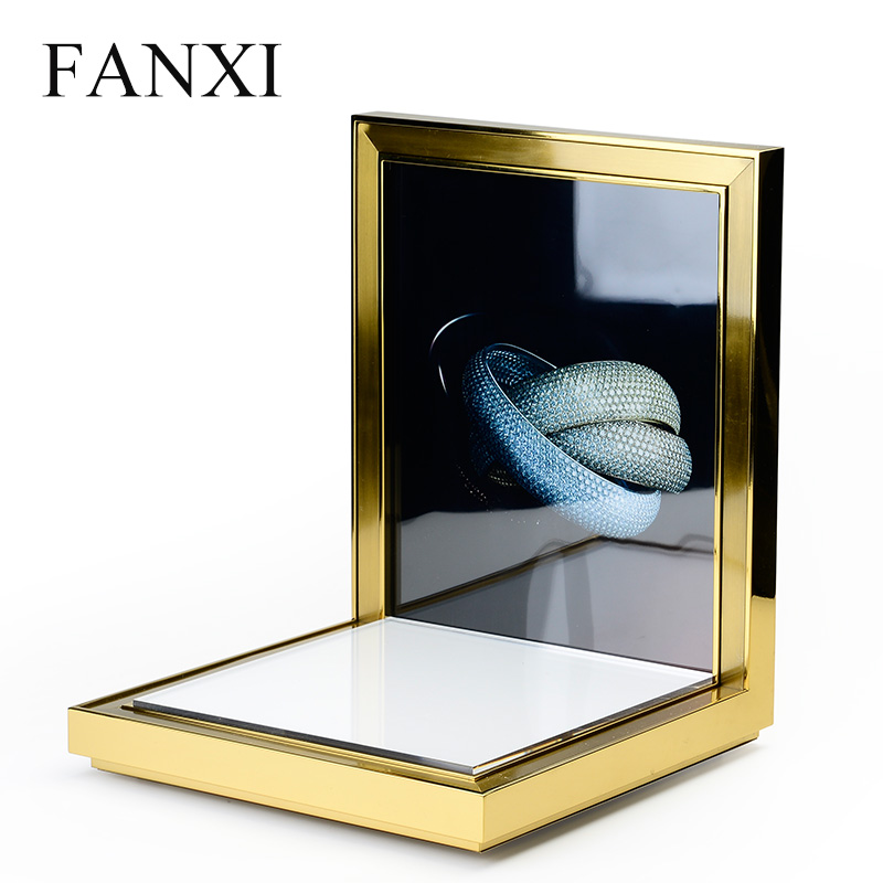 FANXI Custom Luxury Jewellery Display Organzier With LCD Screen Which Can Play Video For Shop Counter And Window Chargable Metal Jewelry Display