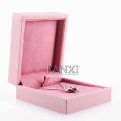 FANXI Custom Vintage Pink leatherette Paper Gift Boxes Storage Necklace Ring Bangle Jewelry Packing Box