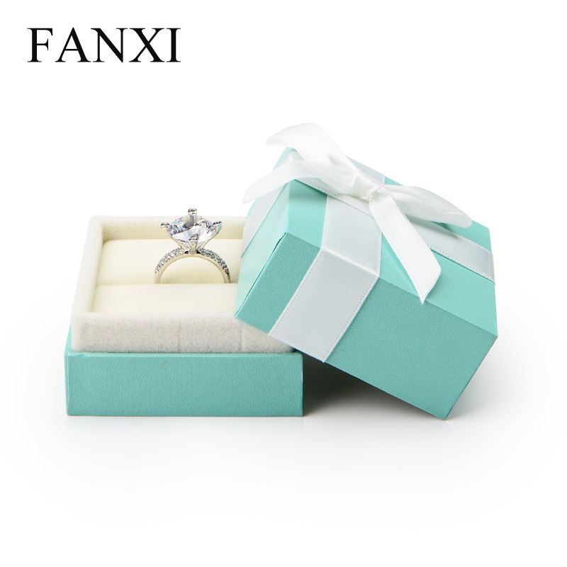 FANXI Elegant Green Color Jewelry Box With Velvet Insert For Wedding Ring Necklace Jewellery Packaging Boxes